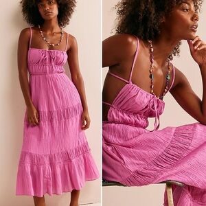 Orchid Pink Free People Open Back Flowy Taking Sides Maxi Dress
